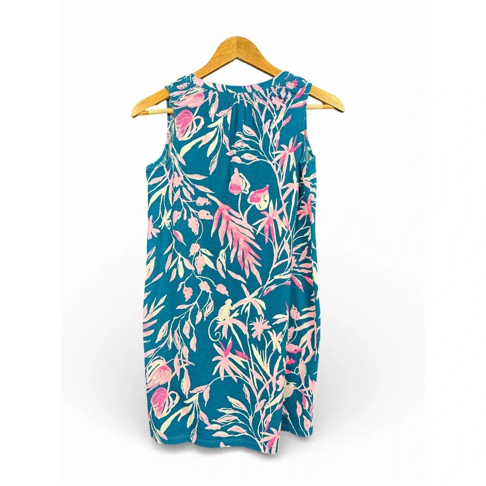 Lilly Pulitzer Girls Teal‎ Pink Tropical Print Shift Dress XL 12-14